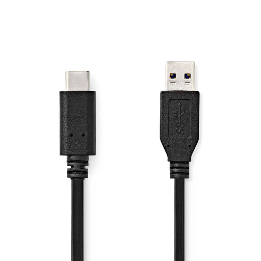 Nedis USB Cable - USB 3.2 Gen 2, USB-A Male, USB-C Male, Black - Label