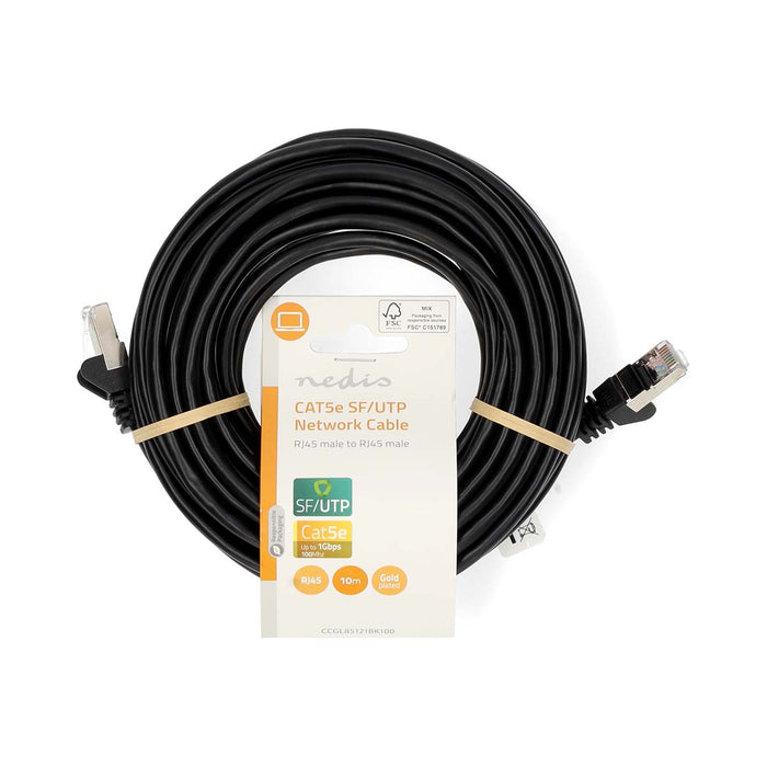 Nedis CAT5e Cable - SF/UTP, RJ45 Male, RJ45 Male, Black - Label