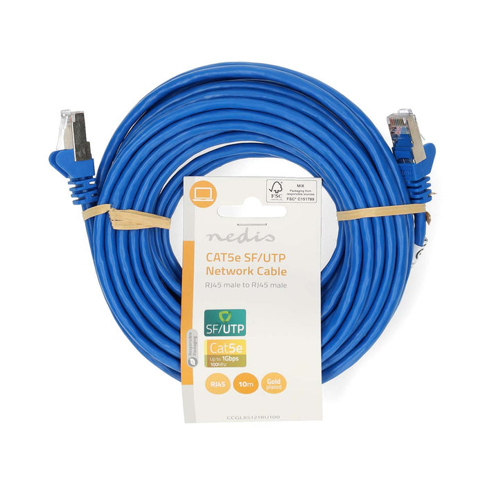 Nedis CAT5e Cable - SF/UTP, RJ45 Male, RJ45 Male, Blue - Label