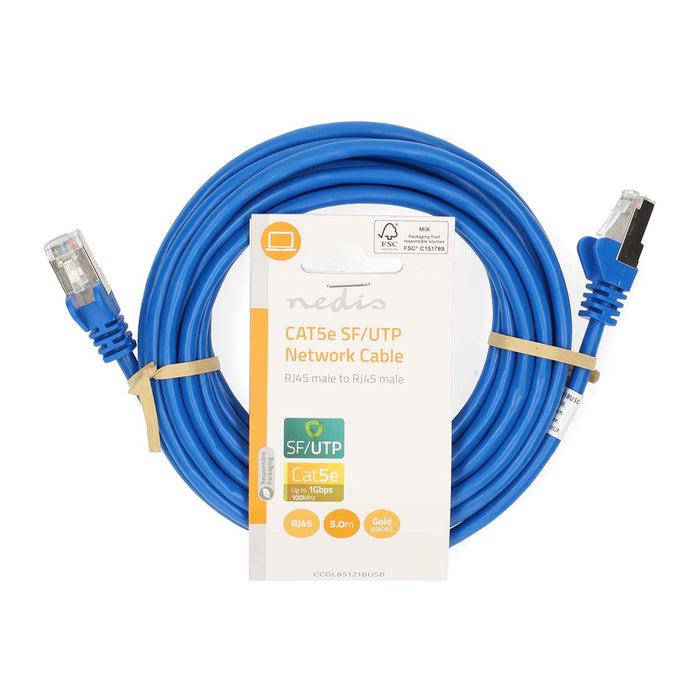 Nedis CAT5e Cable - SF/UTP, RJ45 Male, RJ45 Male, Blue - Label