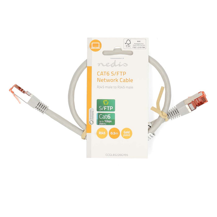 Nedis CAT6 Cable - RJ45 Male, RJ45 Male, SF/UTP, Grey - Label