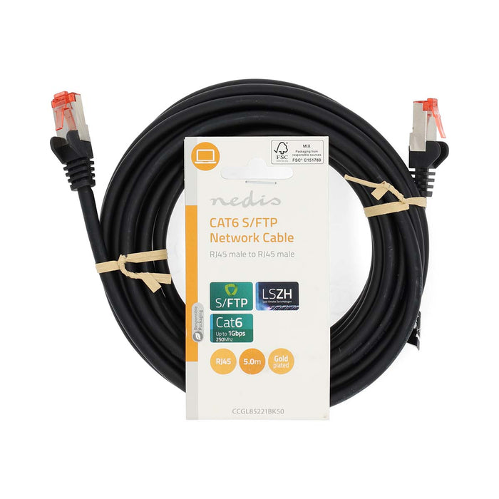 Nedis CAT6 Cable - RJ45 Male, RJ45 Male, S/FTP, Black - Label