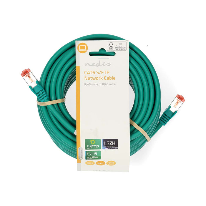 Nedis CAT6 Cable - RJ45 Male, RJ45 Male, S/FTP, Green - Label