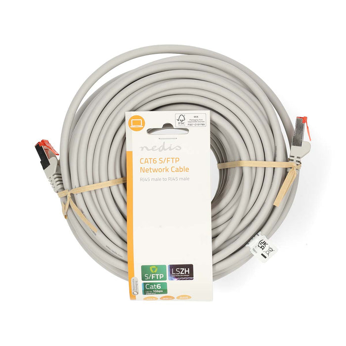 Nedis CAT6 Cable - RJ45 Male, RJ45 Male, S/FTP, Grey - Label