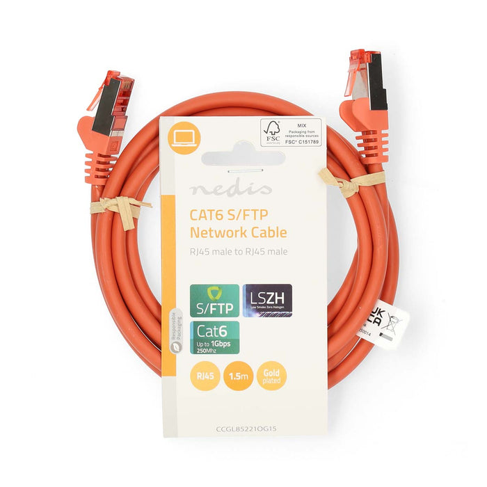 Nedis CAT6 Cable - RJ45 Male, RJ45 Male, S/FTP, Orange - Label