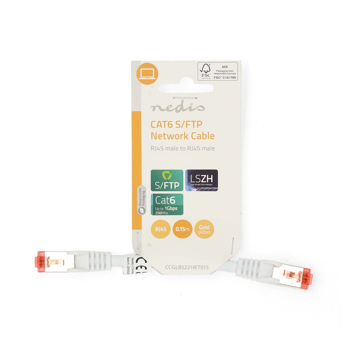 Nedis CAT6 Cable - RJ45 Male, RJ45 Male, S/FTP, White - Label