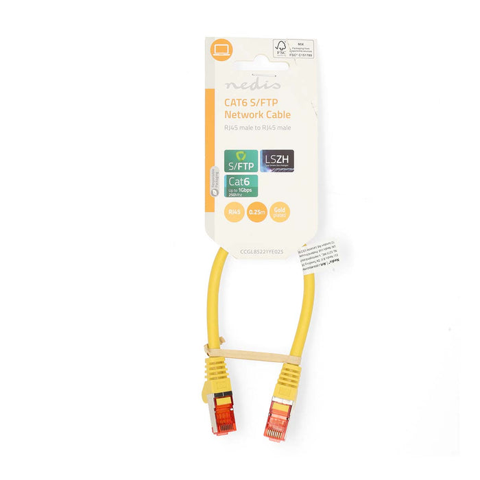 Nedis CAT6 Cable - RJ45 Male, RJ45 Male, S/FTP, Yellow - Label