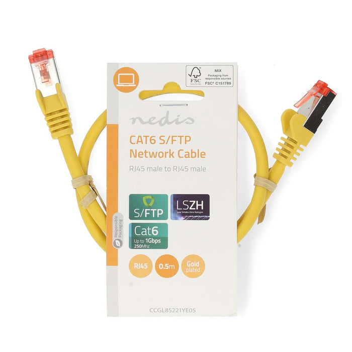 Nedis CAT6 Cable - RJ45 Male, RJ45 Male, S/FTP, Yellow - Label