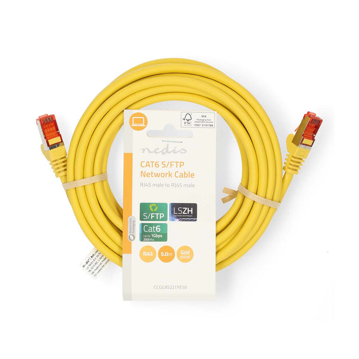 Nedis CAT6 Cable - RJ45 Male, RJ45 Male, S/FTP, Yellow - Label