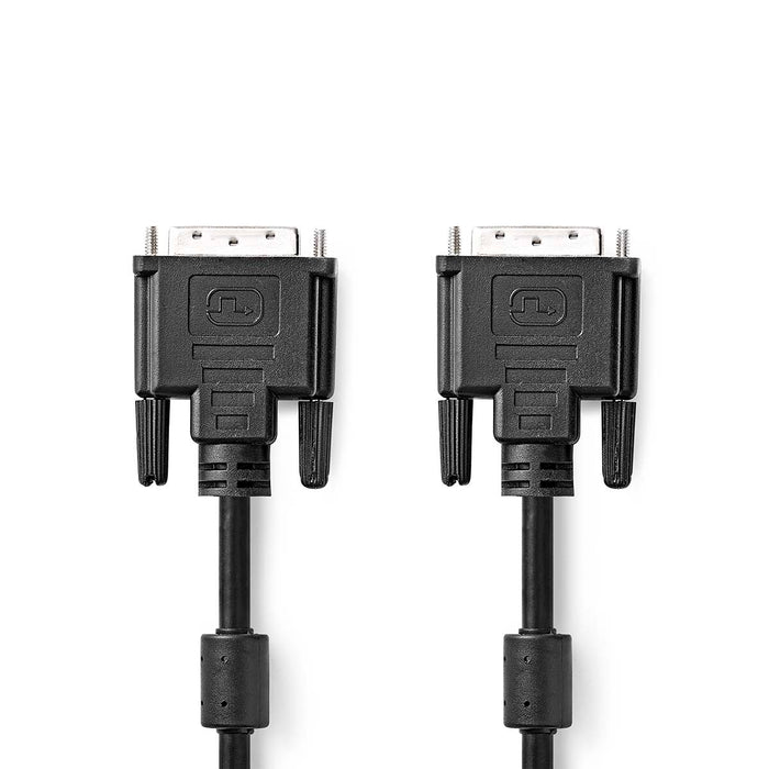 Nedis DVI Cable - DVI-D 24+1-Pin Male, DVI-D 24+1-Pin Male, 1080p, Black - Polybag