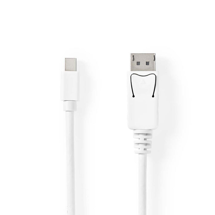 Nedis Mini DisplayPort Cable - DisplayPort 1.4, Mini DisplayPort Male, DisplayPort Male, White - Polybag