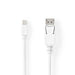 Nedis Mini DisplayPort Cable - DisplayPort 1.4, Mini DisplayPort Male, DisplayPort Male, White - Polybag