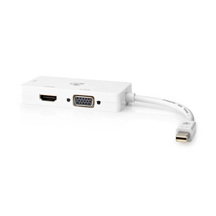 Nedis DisplayPort Adapter - Mini DisplayPort Male, DVI-D 24+1-Pin Female / HDMI Female / VGA Female, 4K@60Hz, White - Polybag