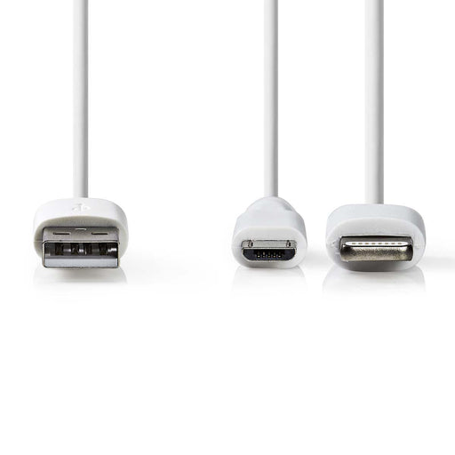 Nedis 2-in-1 Cable - USB 2.0, USB-A Male, Apple Lightning 8-Pin / USB Micro-B Male, White - Polybag