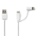 Nedis 2-in-1 Cable - USB 2.0, USB-A Male, Apple Lightning 8-Pin / USB Micro-B Male, White - Polybag