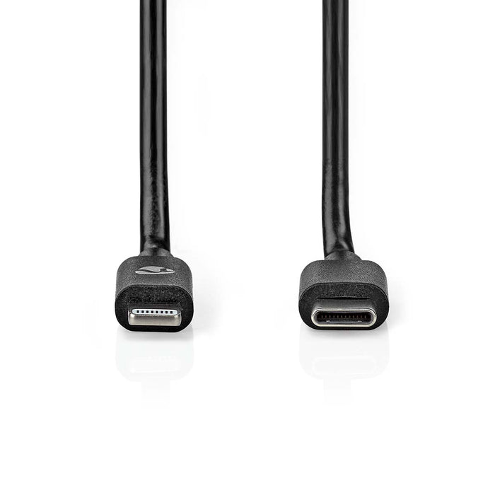 Nedis Lightning Cable - USB 2.0, Apple Lightning 8-Pin, USB-C Male, Black - Envelope