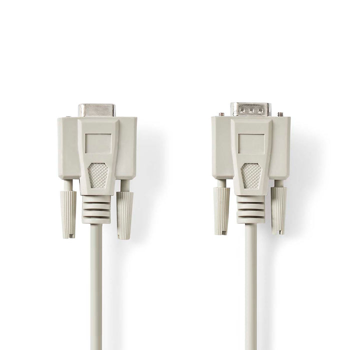 Nedis Serial Cable - D-SUB 9-Pin Male, D-SUB 9-Pin Female, Nickel Plated, Ivory - Polybag