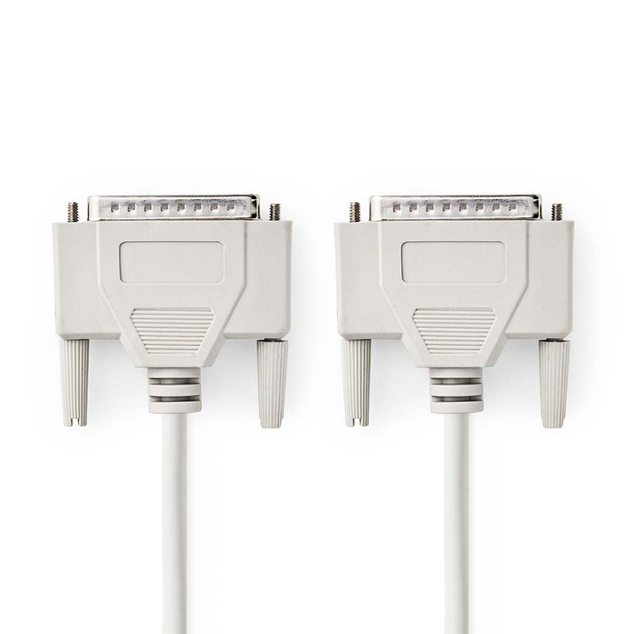 Nedis Serial Cable - D-SUB 25-Pin Male, D-SUB 25-Pin Male, Nickel Plated, Ivory - Polybag