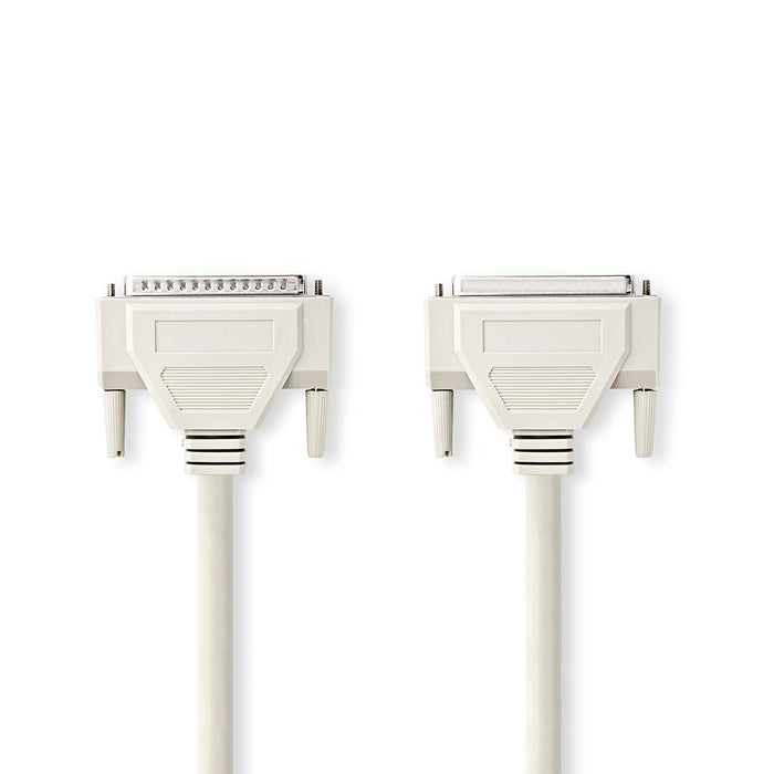 Nedis Serial Cable - D-SUB 25-Pin Male, D-SUB 25-Pin Female, Nickel Plated, Ivory - Envelope