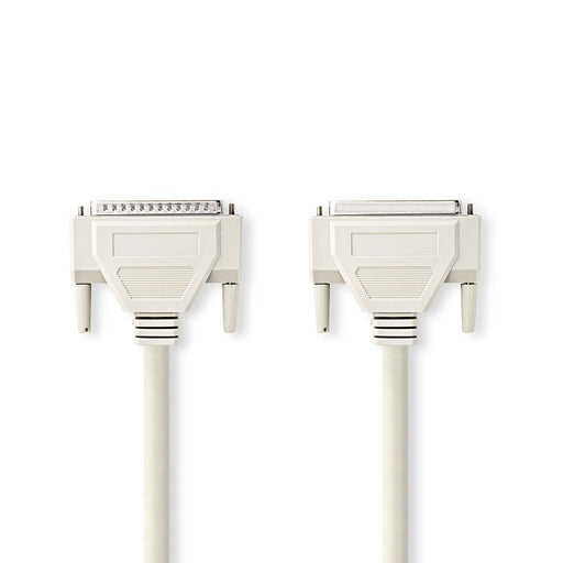 Nedis Serial Cable - D-SUB 25-Pin Male, D-SUB 25-Pin Female, Nickel Plated, Ivory - Polybag