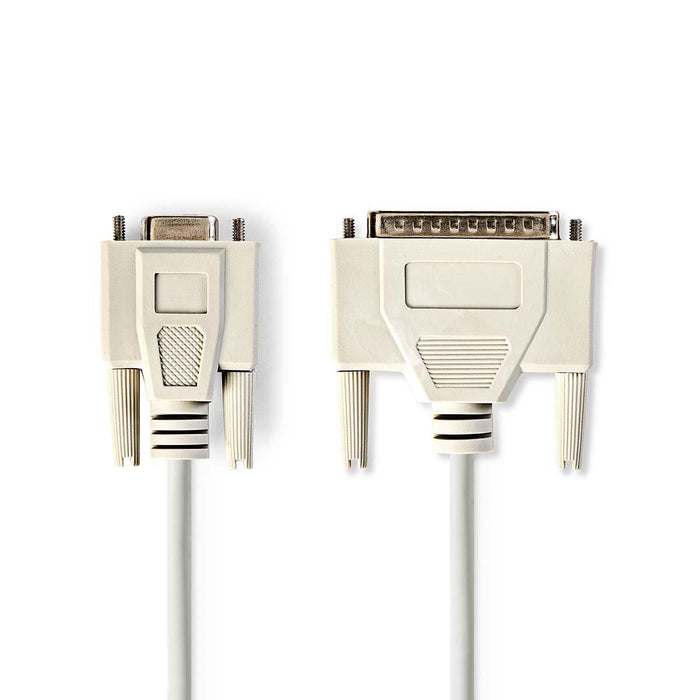 Nedis Serial Cable - D-SUB 9-Pin Female, D-SUB 25-Pin Male, Nickel Plated, Ivory - Polybag