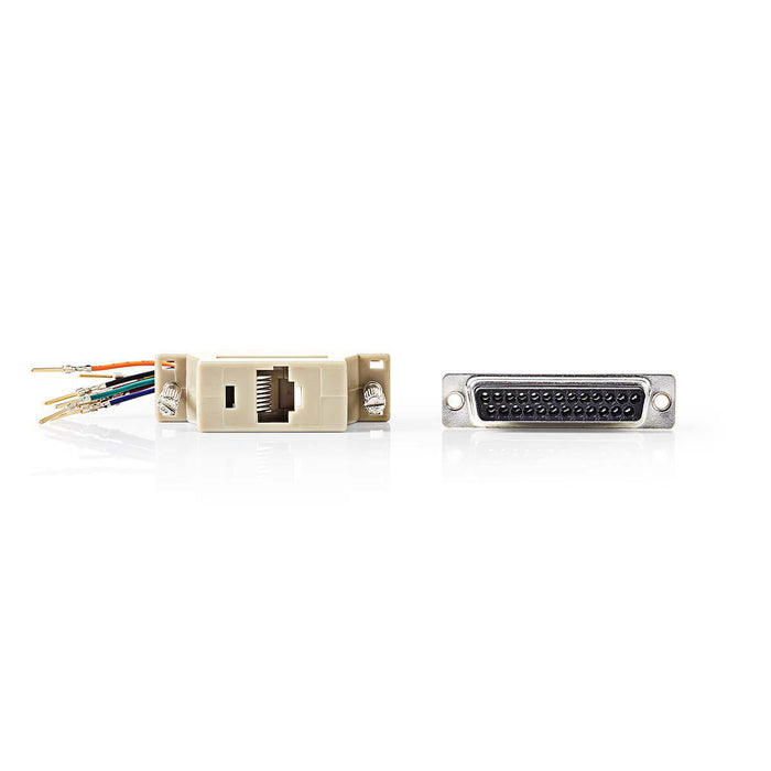 Nedis Serial Adapter - Adapter, D-SUB 25-Pin Female, RJ45 Female, Ivory - Polybag