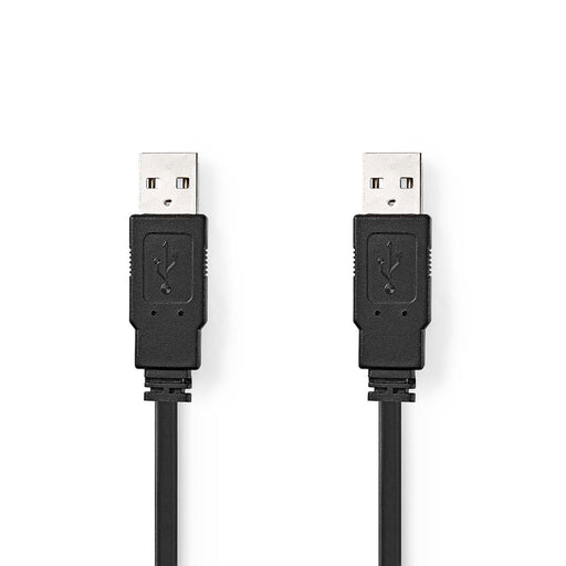 Nedis USB Cable - USB 2.0, USB-A Male, USB-A Male, Black - Polybag