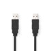 Nedis USB Cable - USB 2.0, USB-A Male, USB-A Male, Black - Polybag