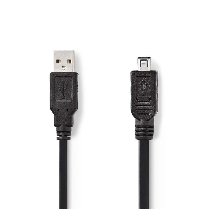 Nedis USB Cable - USB 2.0, USB-A Male, Mini 4-Pin Male, Black - Polybag