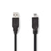 Nedis USB Cable - USB 2.0, USB-A Male, Mini 4-Pin Male, Black - Polybag