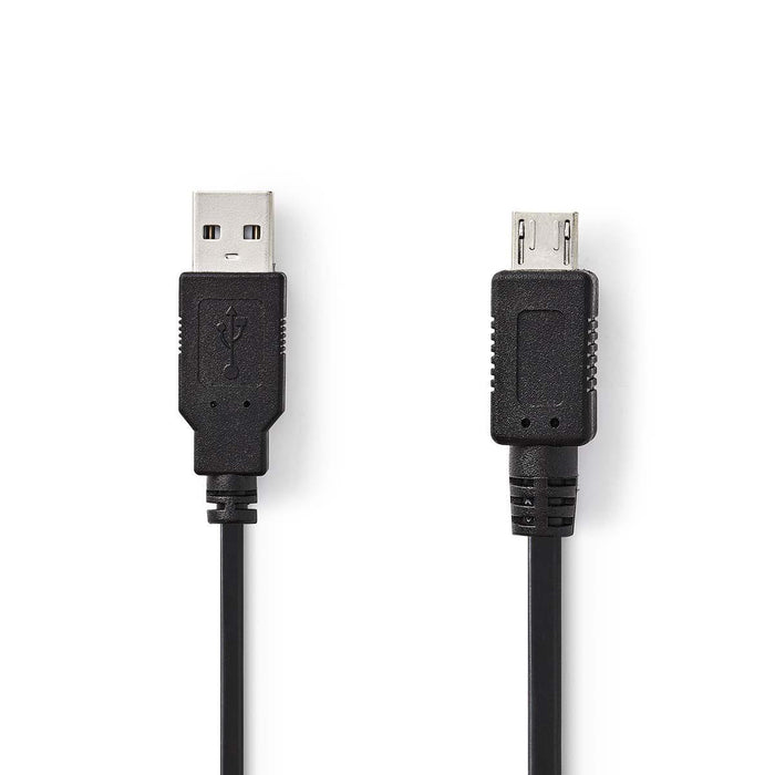 Nedis USB Cable - USB 2.0, USB-A Male, USB Micro-A, Black - Polybag