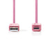 Nedis USB Cable - USB 2.0, USB-A Male, USB Micro-B Male, Pink - Polybag