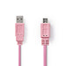 Nedis USB Cable - USB 2.0, USB-A Male, USB Micro-B Male, Pink - Polybag