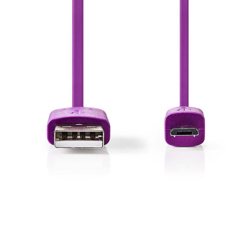 Nedis USB Cable - USB 2.0, USB-A Male, USB Micro-B Male, Violet - Polybag