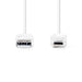 Nedis USB Cable - USB 2.0, USB-A Male, USB Micro-B Male, White - Polybag