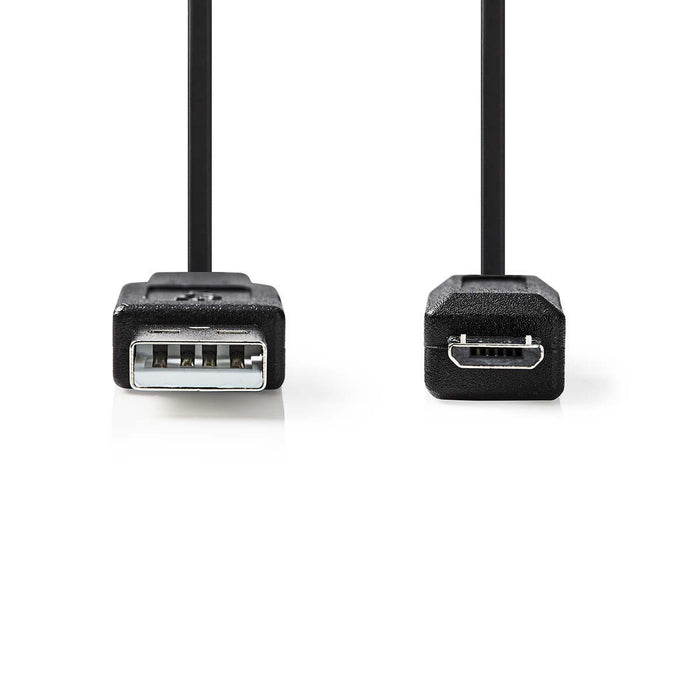 Nedis USB Cable - USB 2.0, USB-A Male, USB Micro-B Male, Black - Envelope