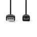 Nedis USB Cable - USB 2.0, USB-A Male, USB Micro-B Male, Black - Envelope