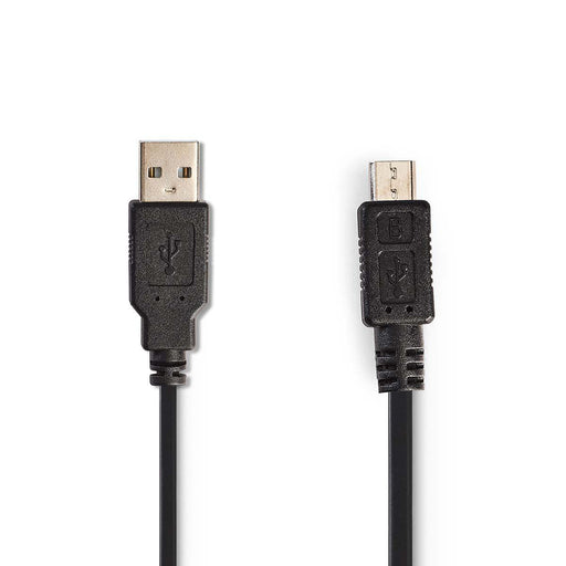 Nedis USB Cable - USB 2.0, USB-A Male, USB Micro-B Male, Black - Envelope