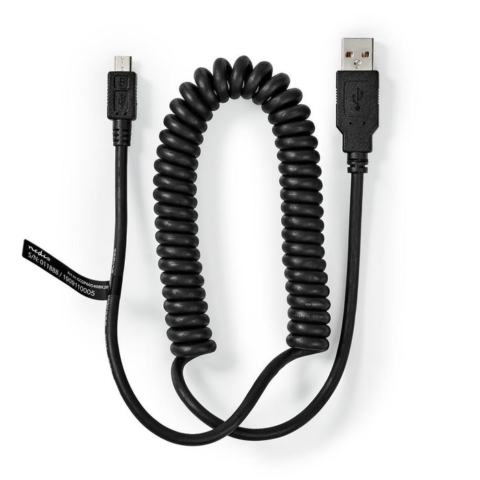 Nedis USB Cable - USB 2.0, USB-A Male, USB Micro-B Male, Black - Envelope