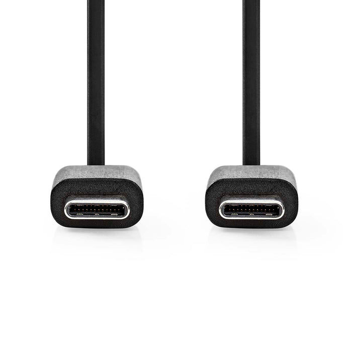 Nedis USB Cable - USB 2.0, USB-C Male, USB-C Male, Black - Envelope