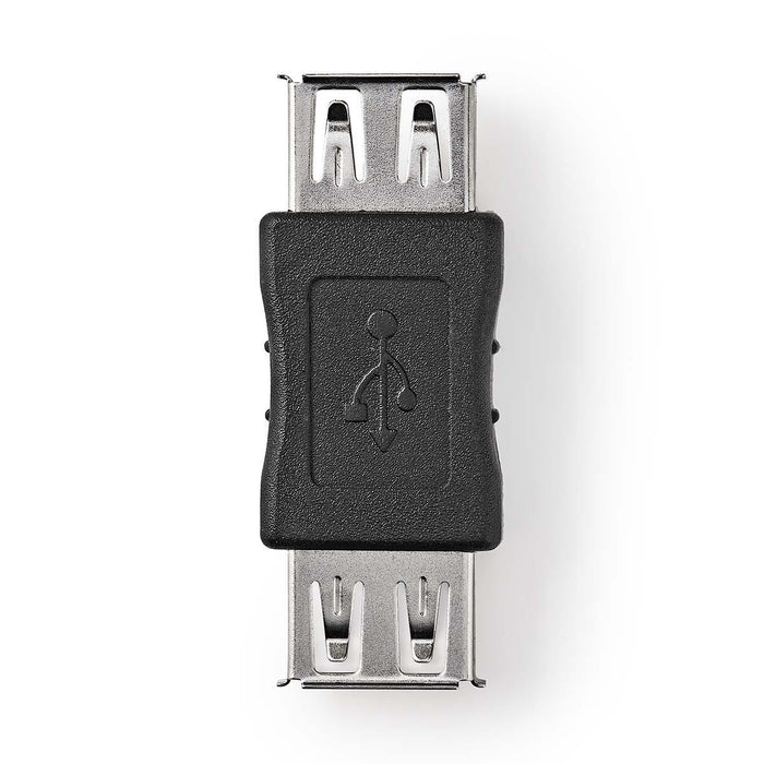 Nedis USB Adapter - USB 2.0, USB-A Female, USB-A Female, Black - Envelope