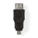 Nedis USB Adapter - USB 2.0, USB Micro-B Male, USB-A Female, Black - Envelope