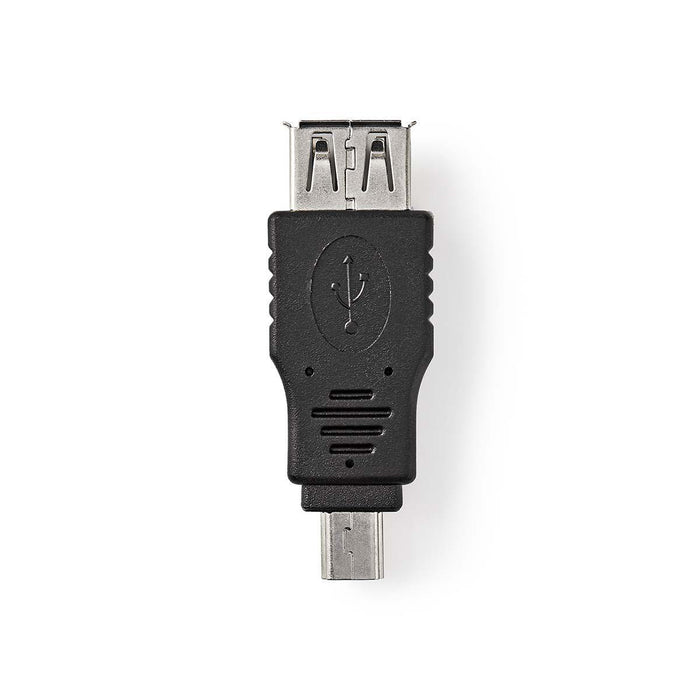 Nedis USB Adapter - USB 2.0, Mini 5-Pin Male, USB-A Female, Black - Polybag