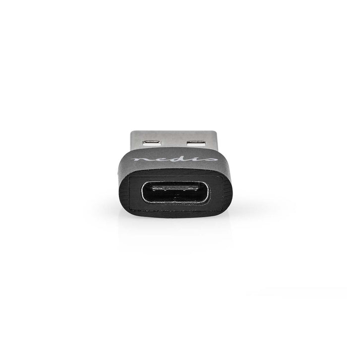 Nedis USB Adapter - USB 2.0, USB-A Male, USB-C Female, Black - Polybag