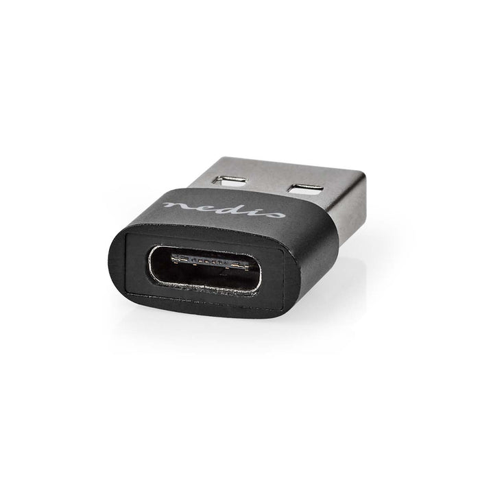 Nedis USB Adapter - USB 2.0, USB-A Male, USB-C Female, Black - Polybag