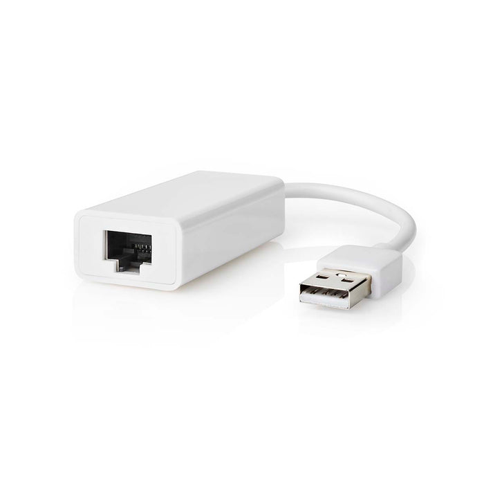 Nedis USB Network Adapter - USB 2.0, 100 Mbps, USB-A Male, White - Envelope