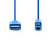 Nedis USB Cable - USB 3.2 Gen 1, USB-A Male, USB-B Male, Blue - Envelope