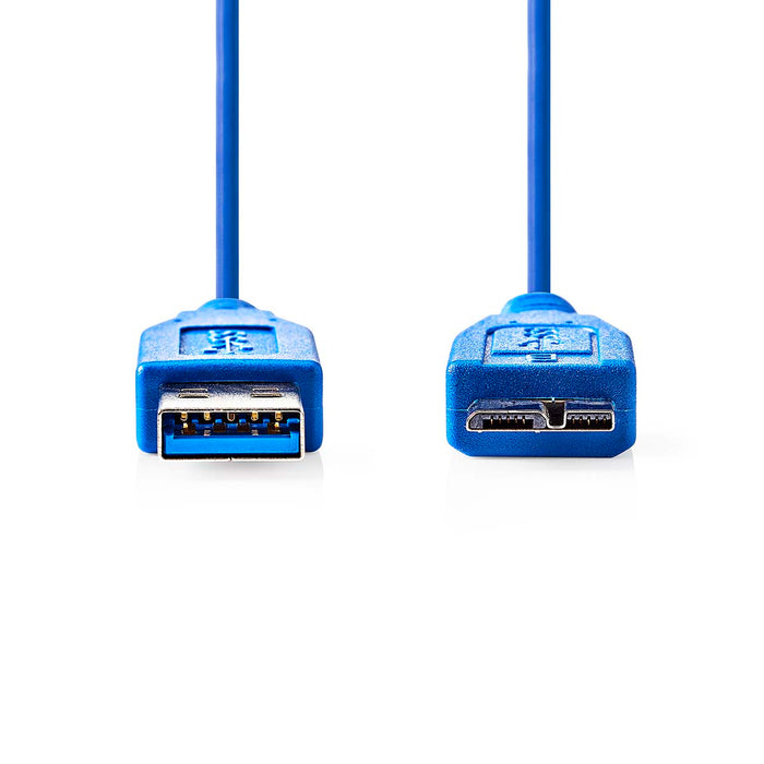 Nedis USB Cable - USB 3.2 Gen 1, USB-A Male, USB Micro-B Male, Blue - Envelope