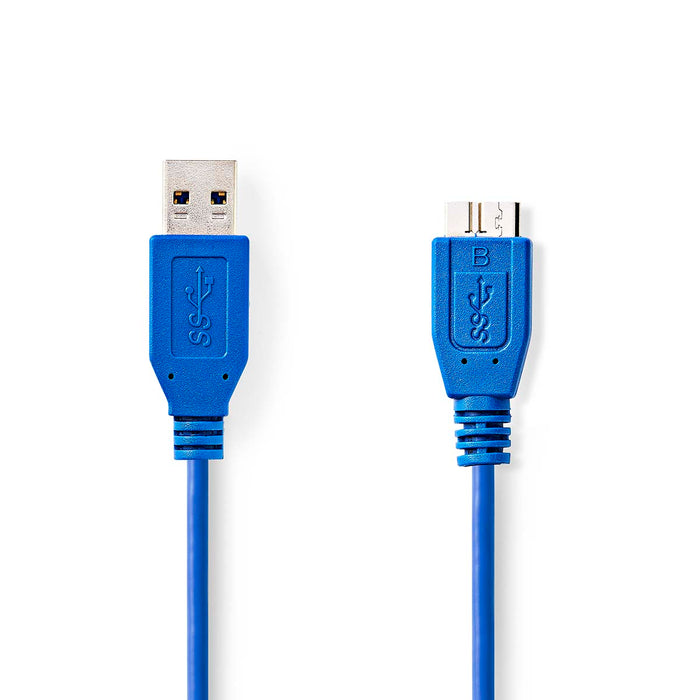 Nedis USB Cable - USB 3.2 Gen 1, USB-A Male, USB Micro-B Male, Blue - Envelope