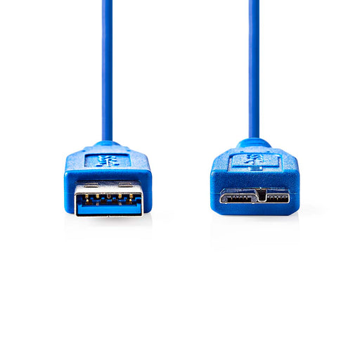 Nedis USB Cable - USB 3.2 Gen 1, USB-A Male, USB Micro-B Male, Blue - Polybag